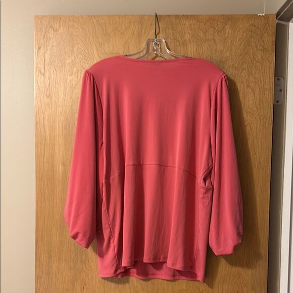Torrid Pink Ruched 3/4 Sleeve Blouse - Picture 2 of 6